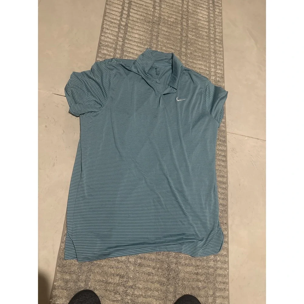 Nike Dri-FIT Striped Polo Shirt Mens XXL Blue Green Golf Top FZ5647-464